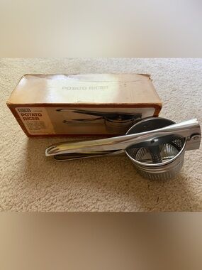 Vintage Chromed Potato Ricer - Silver